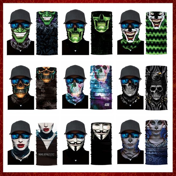 MZZ110 Moto Masque Fantôme Masque Biker Cagoule Foulard Cou Masque Crâne Halloween Visage Bouclier Mascara Moto Équitation Bandanas