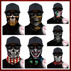 MZZ13 3D Skull Skeleton Balaclava Nadeloze motorfiets Nek Gezichtsscherm Masker sjaal fietsjacht buiten anti-uv bandana hoofdband