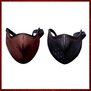 MZZ71 Face Shield Punk Leather Mask Motorcycle Biker Half Gezicht Masker Anti-Dust Sport Masker Cycling Mond Dompelen Helm rijden