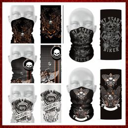 MZZ82 Half gezicht Motorfiets Face Mask voor Harley Moto Riding Cycling Mask Breathable Moto Scarf Bandana Balaclava Skull Eagle Patroon