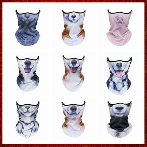 MZZ85 3D Animal Neck Gaiter Ademende winddichte motorfiets Balaclava Half Gezicht Masker Cover Cycling Halloween Snowboard Fox Cat Dog