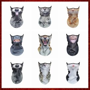 MZZ85 3D Animal Neck Gaiter Ademende winddichte motorfiets Balaclava Half Gezicht Masker Cover Cycling Halloween Snowboard Fox Cat