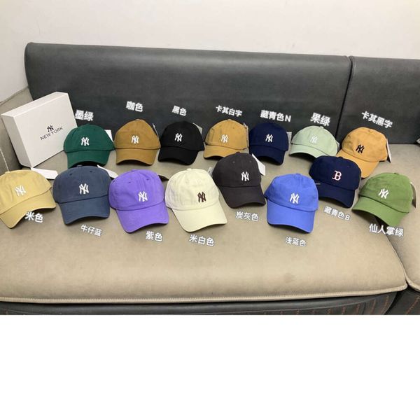 N 2024 Koreanische Ausgabe 15 Farben Candy Erwachsene Logo Stickerei Neue Soft Top Herren- und Damenmütze Paar Baseballmütze Yankees