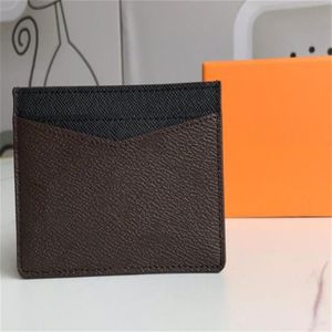 N E O Porte-cartes Sacs à fleurs marron à carreaux noirs Plaid Casual Porte-cartes d'identité en cuir Ultra Slim Sac de paquet Femme Homme Fashion237i