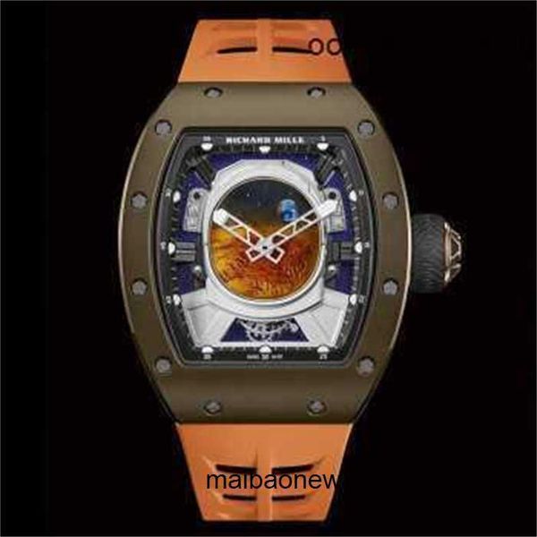 N Reloj de marca de fábrica Relojes de pulsera mecánicos automáticos Serie para hombre Rm5205 Astronauta Volante Aleación de titanio Esmalte Mars YFL5O