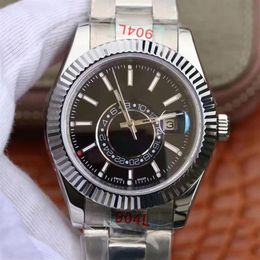 N-fabriek Topkwaliteit herenhorloge 9001 beweging 904L saffierglas Mechanisch automatisch horloge Bezel Beweegbare rode stip Lichtgevend water2248