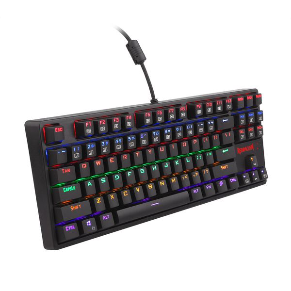 n K576R Teclado mecánico para jugar con cable USB LED arco iris retroiluminado Teclado mecánico compacto para jugadores 87 teclas para PC portátil