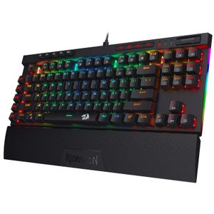 N K587-PRO 87 KEYS COMPACT OPTISCHE BLAUWE SCHAKETS RGB TKL Mechanische gaming toetsenbord Afneembare polssteun voor game-laptop