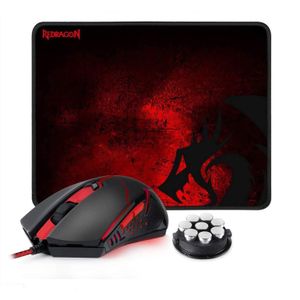 N M601-BA Gaming Mouse en Mouse Pad Combo Wired MMO 6 Button Mouse 3200 DPI Red LED-verlichting voor Windows PC Gamer