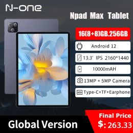 N-one NPAD MAX 13.3 '' Tablette PC 16 Go (8 + 8) + 256 Go Android 12 octa-cores 18W PD Fast Charge 2160 * 1440 5 + 13 MP 10000 MAH