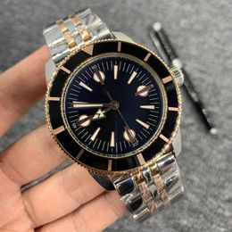 N qualità mano destra blu orologi bicolore SUPEROCEAN HERITAGE 57 movimento meccanico automatico orologio cinturino in acciaio inossidabile Flodin293f