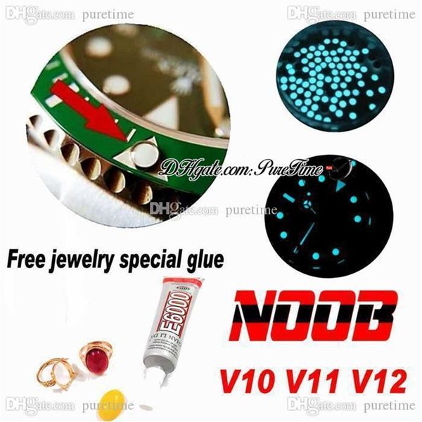 N V10 V11 V12 Montre 116610 126610 114060 Noir Bleu Vert Accessoires de lunette en céramique Chrono perles lumineuses Colle pour cadeaux et bijou288k