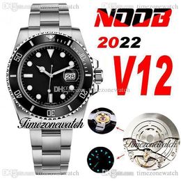 N V12 SA3135 Automatische Mens Horloge Keramiek Bezel Black Dial 904L OysterSteel Bracelet met garantiekaart Ultieme versies timezonewatch (Correcte schokdemper) R01