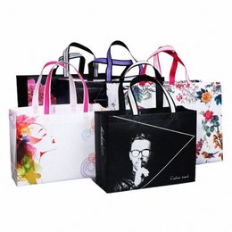 N-tejido Tela Fr Print Shop Bag Plegable Reutilizable Almacenamiento de viaje Tienda de mujer Diseñador Bolso Shopper Tote Bag 68H0 #