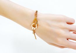 N1011 Rose Gold Rvs Handcuff Smeekketting Link Armband Fashion Style for Women Girls Lady Gifts