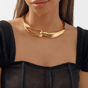 N11497 Trendy straatfoto ketting mode ZA dezelfde stijl gepersonaliseerde metalen textuur zware industrie ketting voor dames