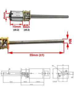 N20 lange as schroefdraadsas M4*55mm DC versnellingsmotor 3V 6V 12V Lage snelheid 15 tot 1000 tpm in DC Motor Verstelbare snelheid omgekeerd