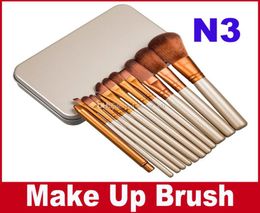 N3 Professional 12 PCS Cosmetic Facial Make Up Brush Tools Tools Brushes Brushes Set Kit avec boîte de détail Boîte pas cher 9836303