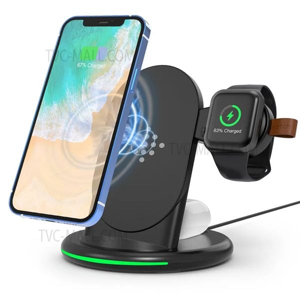 Supporto caricabatterie wireless tre in uno N35 per Apple Watch/iPhone/AirPods (non supporta la funzione FOD) - Nero