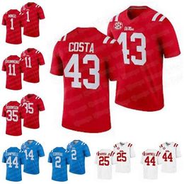 N3740 Ole Miss Jonathan Mingo Jersey Rebels Matt Corral Snoop Conner Otis Reese Keidron Smith Parrish Jr. Braylon Sanders Costa Drummond 2021-22