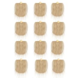 N58C 12PCS Pre-Cut Gnome Beard Faux Fur Dwarf baard Handgemaakte houten ballen onafgewerkt