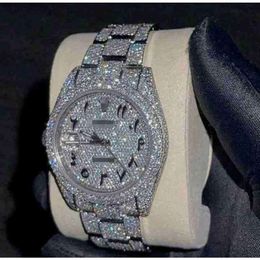 N5S1 4JPA 2023Montre-bracelet 2023 La personnalisation de la montre en diamant en pierre Mosang peut passer le tt de la montre étanche à mouvement mécanique automatique pour hommesQR0S