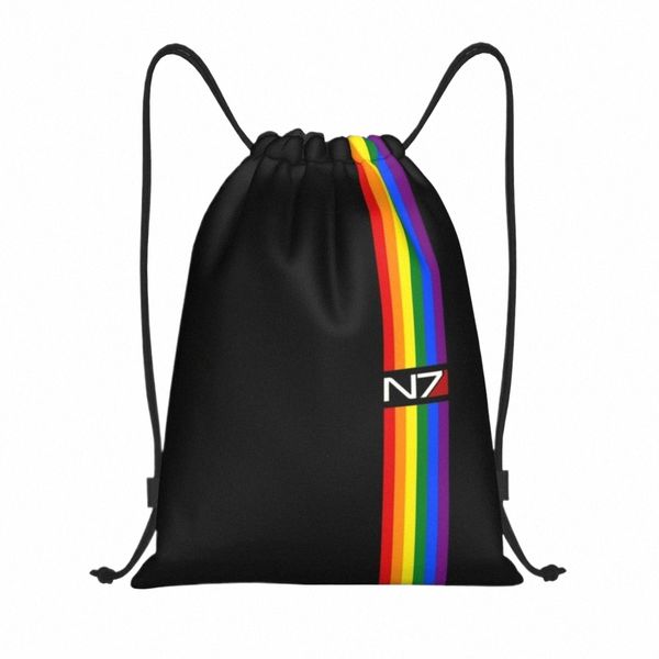 N7 Gay Pride LGBT LOGO SACS SACS SALS POUR SHOP YOGA BACKPACKS ALLIANCE MILITAL VIDEO Game Mass Effect Sports Gym Sackpack W9SF #