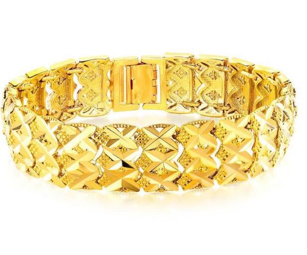 n967 mejor venta Moda 18k chapado en oro joyería de alta calidad para hombre mujer pulsera de cadena de eslabones bling 30g peso 8 '' para regalos