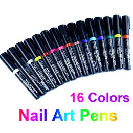 Na061 16 kleuren Nail Art Painting Pennen Design UV Gel Polish 3D Nail Art DIY Decoratie Manicure Acryl Paint Nail Pail Pensor