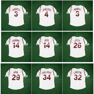 NA85 1984 Jersey de baseball vintage John Kruk Steve Carlton Roy Halladay Bryce 3 Harper Dykstra Pete Rose Jim Bunning Chase Utley Tug McGraw Garry