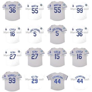 Na85 2008 Retro 99 Maillot Manny Ramirez 44 Darryl Strawberry 27 Matt Kemp 16 Andre Ethier 29 Adrian Beltre 55 Russell Martin 5 Nomar Garciaparra