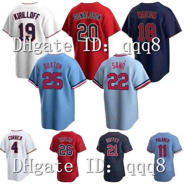 NA85 Carlos Correa Baseball Jersey Max Kepler Trevor Larnach Luis Arraáz Byron Buxton Josh Donaldson José Berrios Byron Buxton Jorge