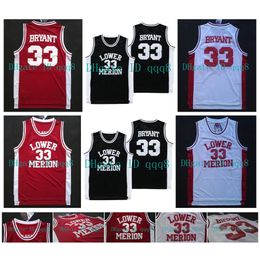 Na85 NCAA Lower Merion 33 Bryant Jersey College High School Jersey Rouge Blanc Noir 100% Maillots de basket-ball cousus