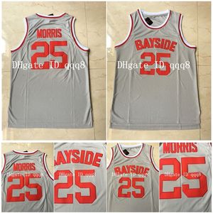 NA85 Top Quality 1 25 Zack Morris Jersey Bayside Tigers Movie College Basketball Jerseys Gray 100% Stiched Taille S-XXL