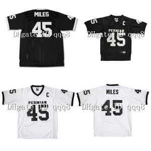 Na85 Top Quality 1 # 45 Boobie Miles Permian Panther Jersey Tous cousus Friday Night Lights Film Maillots Noir Blanc maillots de football