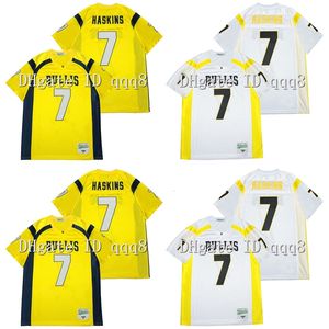 NA85 Topkwaliteit 1 Hhigh School Bullis #7 Dwayne Haskins Jersey White Yellow 100% Stitching American Football Jersey Grootte S-XXXL