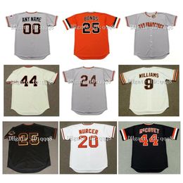 Na85 Vintage 24 Maillots WILLIE MAYS 25 BARRY BONDS 44 WILLIE McCOVEY 6 J.T. NEIGE 22 WILL CLARK 7 KEVIN MITCHELL 18 DUANE KUIPER 10 LeMASTER 9