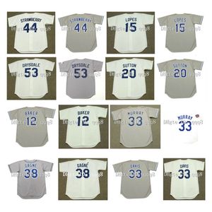 NA85 Vintage 44 Darryl Strawberry 15 Davey Lopes 53 Don Drysdale 20 Don Sutton 12 Dusty Baker 38 Eric Gagne 33 Eric Davis White Gray Retro