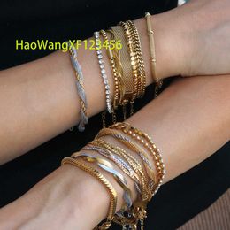 Nabest – Bracelet chaîne en acier inoxydable pour femmes, bijoux étanche, plaqué or 18 carats, maillons serpent, chaîne cubaine
