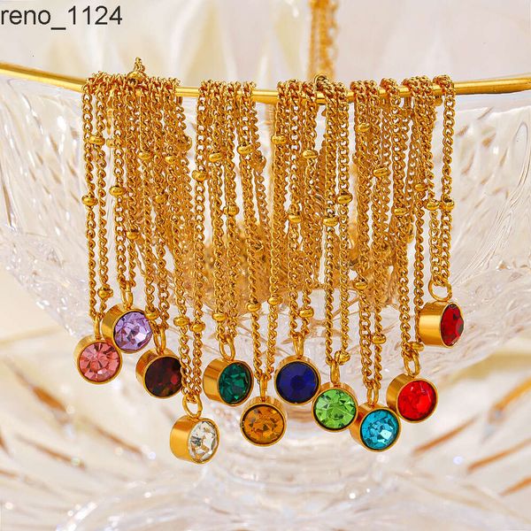 Nabest – collier ras du cou en acier inoxydable avec strass colorés pour femme, bijou avec pierre de naissance plaquée or 18 carats, 12 mois