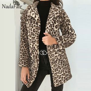 Dames Lange Mouw Leopard Gedrukt Faux Bontjassen Winter Warm Dikke Lange Bont Vrouwelijke Jassen Jassen