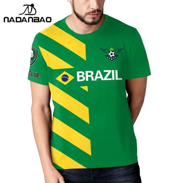 Nadao European Brasil Camiseta para hombre Impresión 3D Top de fútbol Equipo de fútbol Partidario Uniforme Camisetas de manga corta 240321