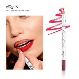 Nageta 6 Color Matte Lip Liner Potlood Enkele Duurzame Waterdichte hout Gemakkelijk te kleuren Lippenstift Pen DHL GRATIS