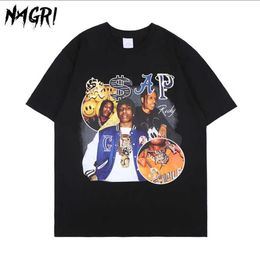 NAGRI Asap Rocky t-shirt Mannen Hip Hop Streetwear Harajuku Vintage T-shirt Grafische Gedrukt Casual Korte Mouw Tee x06281518042