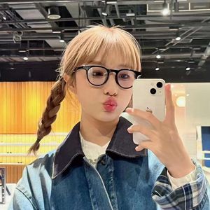 Nai Yan Shen Qi Instagram Style rond petit visage monture de lunettes femme Anti bleu marée lait thé couleur plat lumière lunettes mâle