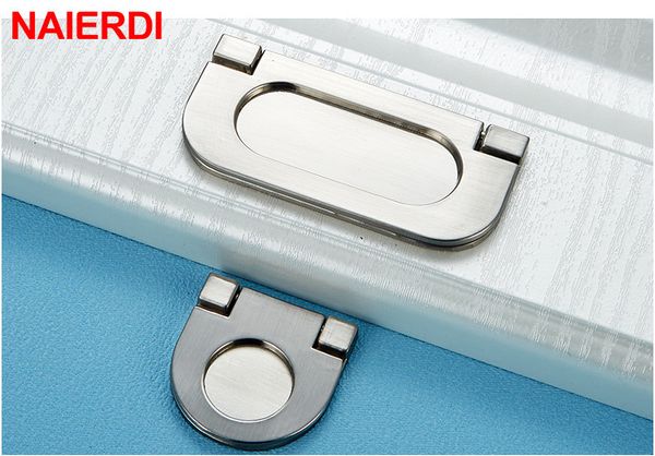 Naierdi Zinc Alloy Modern Embed Knobs Armoire de cuisine Placoard Porte de porte Datoir Armoire Hidden Trays Furniture 32 mm / 64 mm