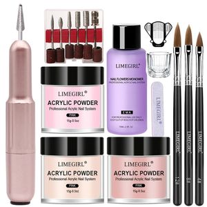 Nail acrylique poudre et monomère liquide ongles Décoration artistique pour manucure kit d'ensemble cristal paillettes ongles 3D