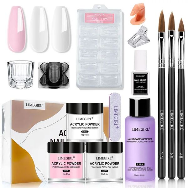 Ongle en poudre acrylique et ensemble de liquide kit d'ongle en acrylique avec monomère liquide brosse à ongles