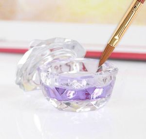 Nail Art Acrylic Crystal Glass Dappen Dish Bowl Cup met Cap Vloeistof Glitter Poeder Caviar Ronde KD1