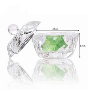 Removedor de esmalte de uñas Cristal acrílico Dappen Dish Bowl Taza con tapa Líquido Brillo Polvo Caviar redondo envío gratis 1000